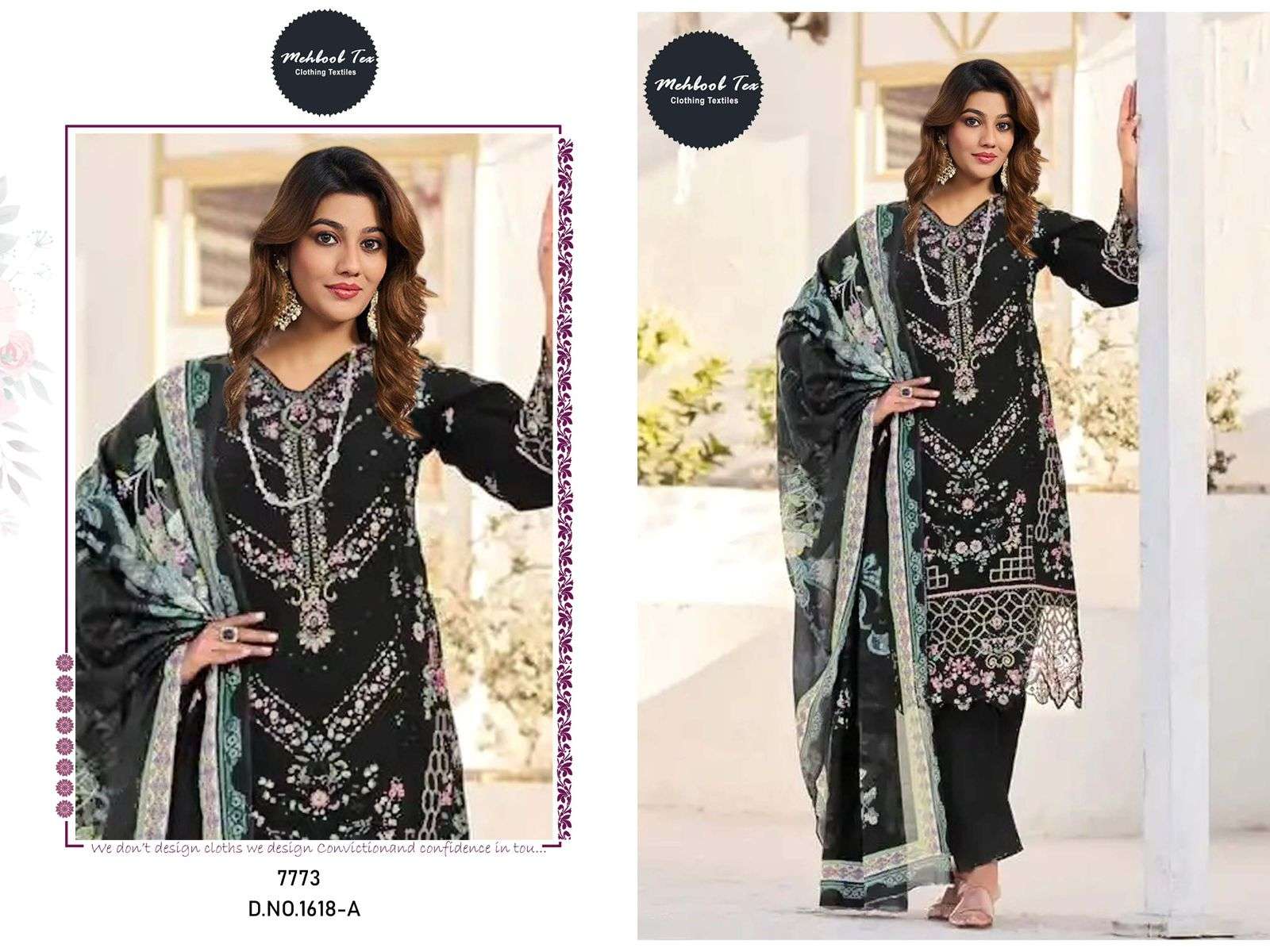 MEHBOOBTEX M-1618 COLOUR PURE HEAVY COTTON EMBROIDERY PAKISTANI DRESSES-00062