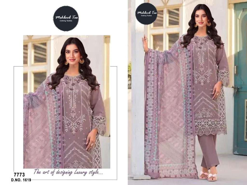 MEHBOOBTEX M-1619-20 COLOUR PURE HEAVY EMBROIDERY COTTON PAKISTANI DRESSES-00062