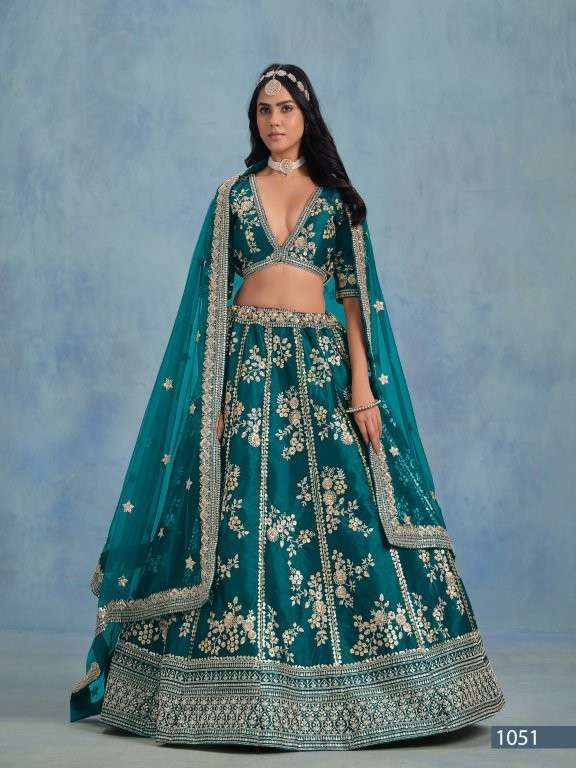 MEHVISH SHEILJA PURE ART SILK EMBROIDERY LEHENGAS-00274