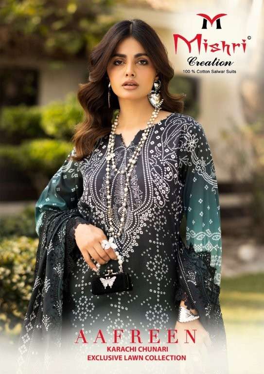 MISHRI CREATION AAFREEN VOL-1 1001 TO 1006 SERIES PURE LAWN COTTON PRINTED DRESSES-00015