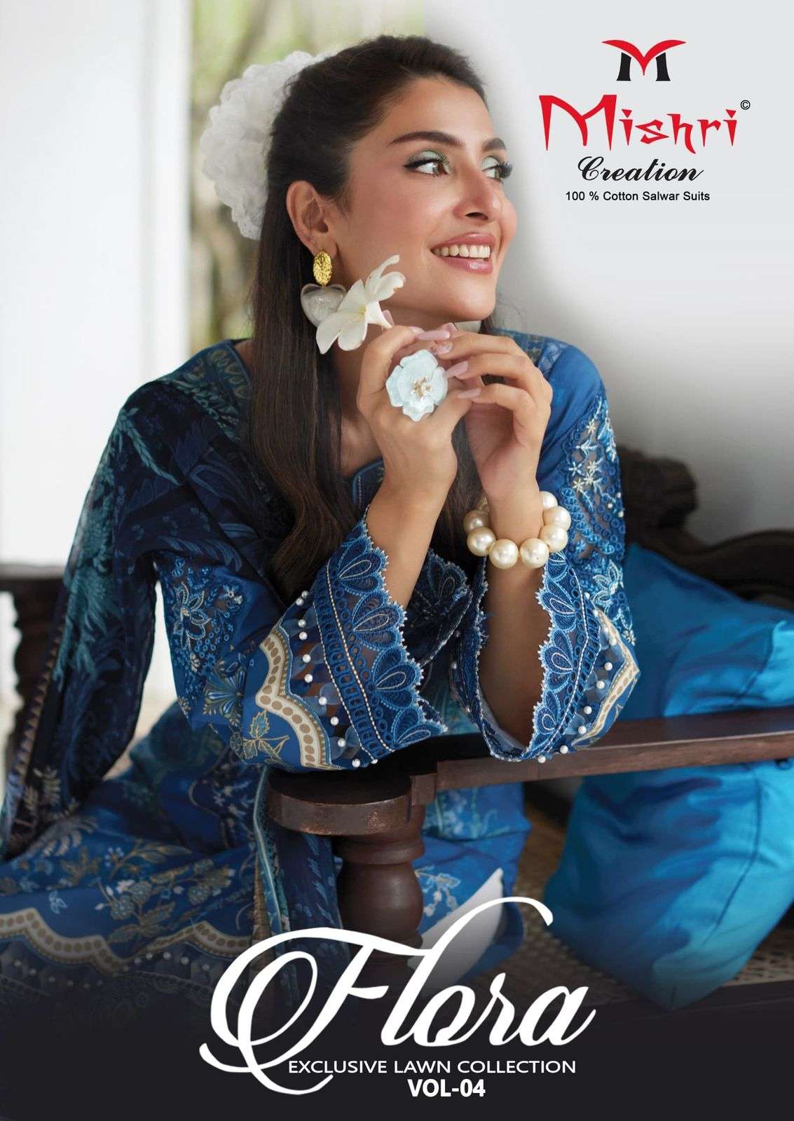 MISHRI CREATION FLORA VOL-4 4001 TO 4006 SERIES PURE LAWN COTTON PRINTED PAKISTANI DRESSES-00201