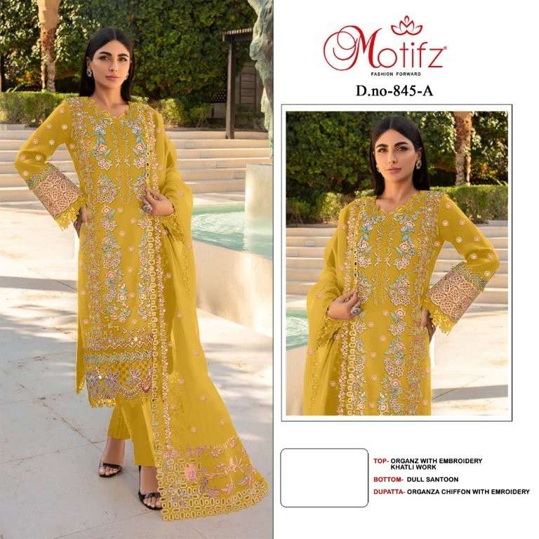 MOTIFZ 845 COLOUR DESIGNER ORGANZA HEAVY EMBROIDERY PAKISTANI DRESSES-00201