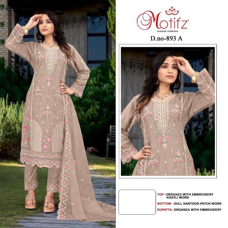 MOTIFZ 893 COLOUR DESIGNER ORGANZA HEAVY EMBROIDERY PAKISTANI DRESSES-00201