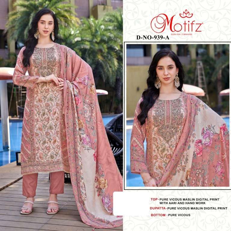 MOTIFZ 939 COLOUR HEAVY PURE MUSLIN PRINTED PAKISTANI DRESSES-00201