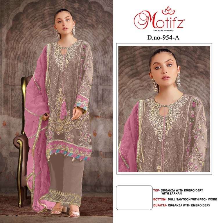 MOTIFZ 954 HEAVY EMBROIDERY ORGANZA PAKISTANI DRESSES-00201