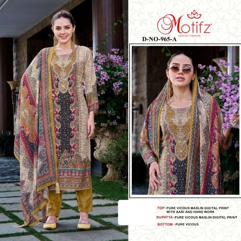 MOTIFZ 965 COLOUR PURE HEAVY VISCOSE MUSLIN PRINTED PAKISTANI DRESSES-00201