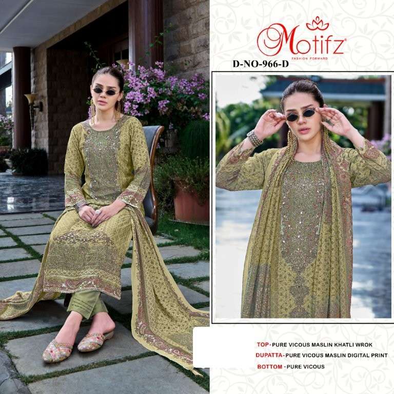 MOTIFZ 966 HEAVY EMBROIDERY VISCOSE MUSLIN PAKISTANI DRESSES-00011