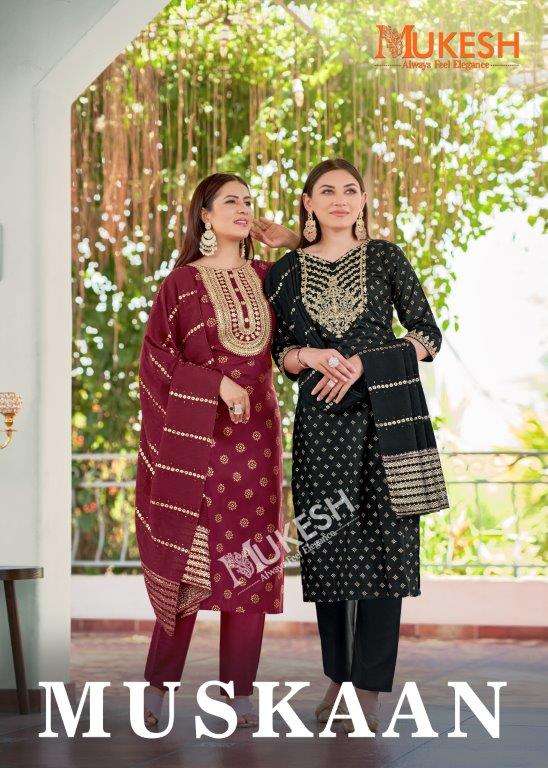 MUKESH MUSKAAN 1001 TO 1006 SERIES PURE RAYON EMBROIDERY PRINTED KURTIS-00097
