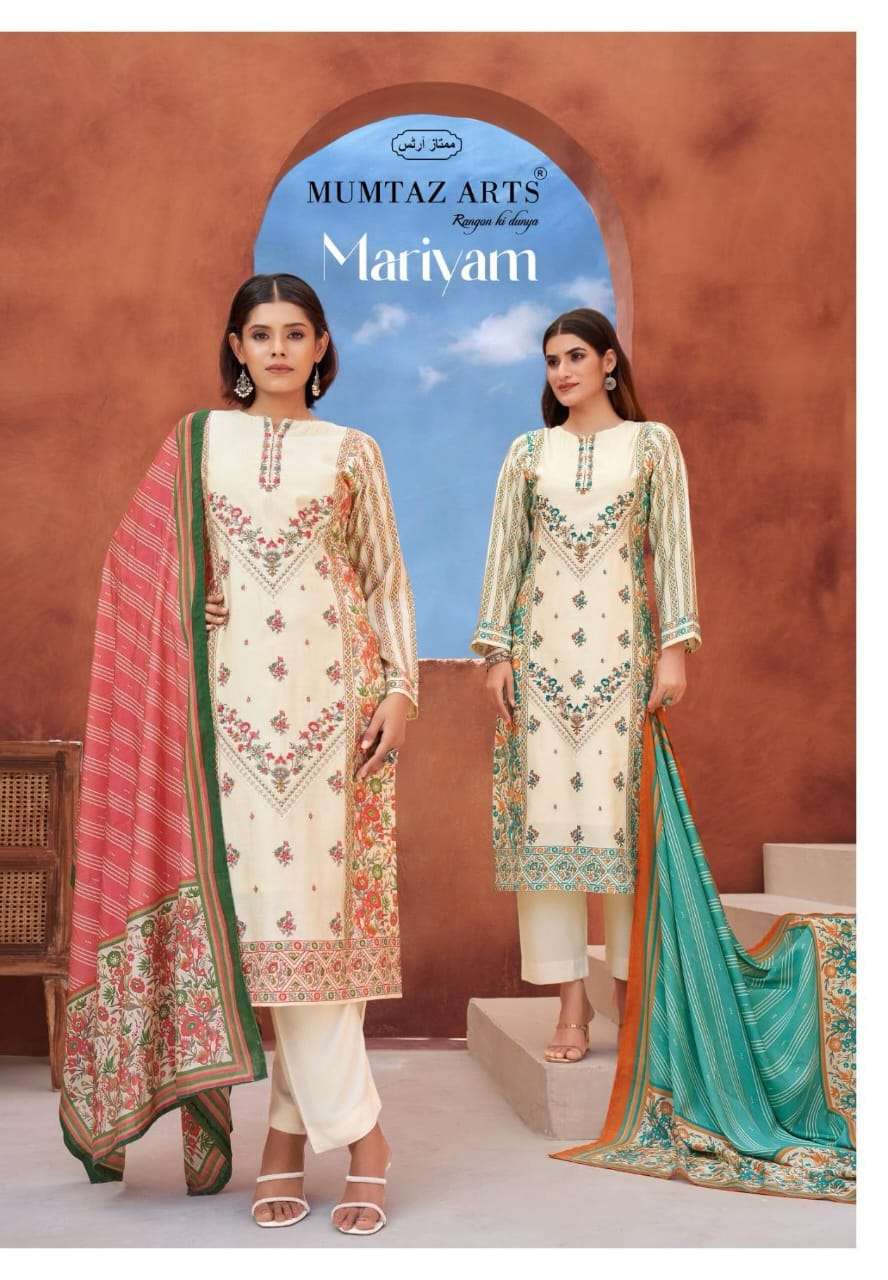MUMTAZ ARTS MARIYAM 1501 TO 1504 SERIES PURE VISCOSE MUSLIN PAKISTANI DRESSES-00201