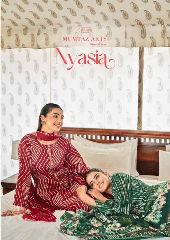 MUMTAZ ARTS NYASIA 1401 TO 1405 SERIES PURE JAM SATIN EMBROIDERY DRESSES-00201