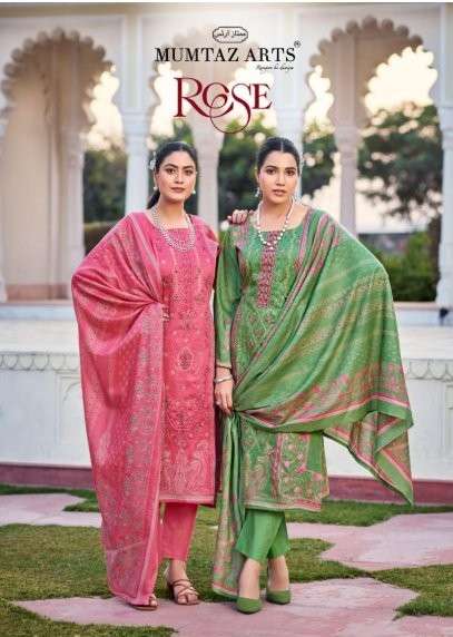 MUMTAZ ARTS ROSE PURE HEAVY EMBROIDERY JAM SATIN PRINTED PAKISTANI DRESSES-00011