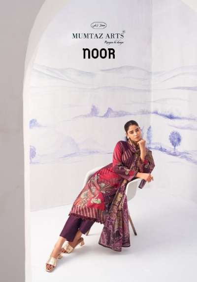 MUMTAZ ARTZ NOOR 1301 TO 1305 SERIES PURE JAAM SATIN PRINTED PAKISTANI DRESSES-00011