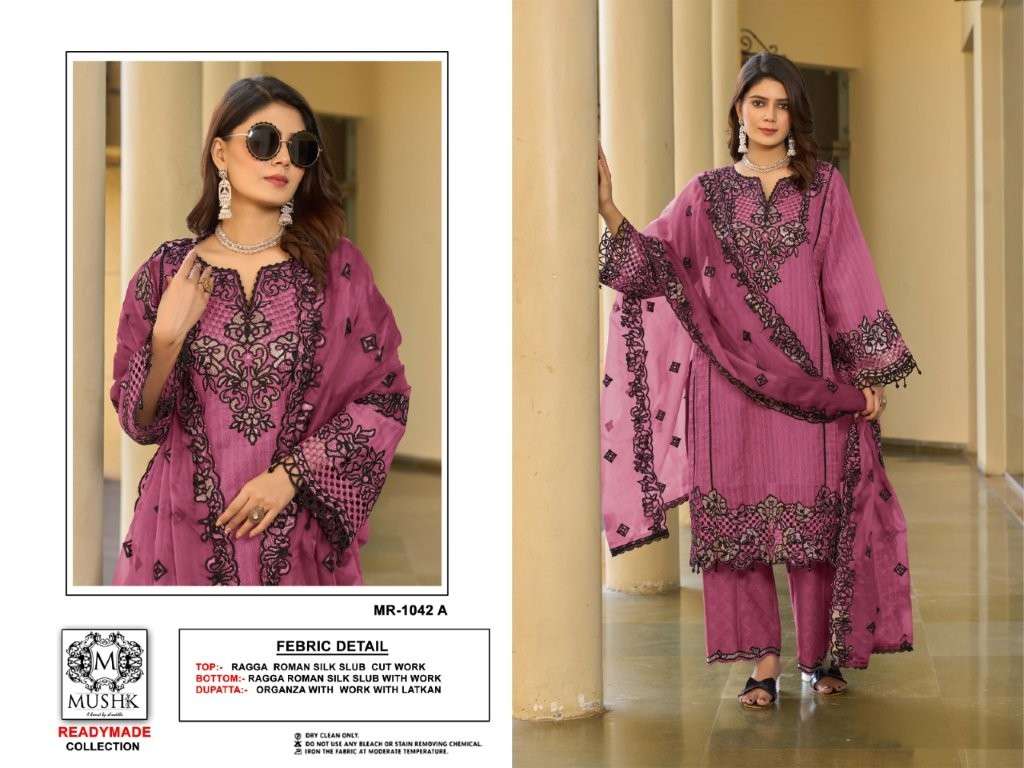 MUSHK MR-1042 PURE HEAVY EMBROIDERY ROMAN SILK PAKISTANI DRESSES-00011