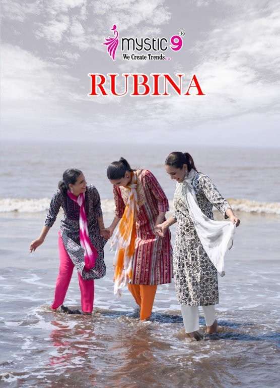 MYSTIC9 RUBINA VOL-1 1001 TO 1008 SERIES PURE RAYON PRINTED DRESSES-00140