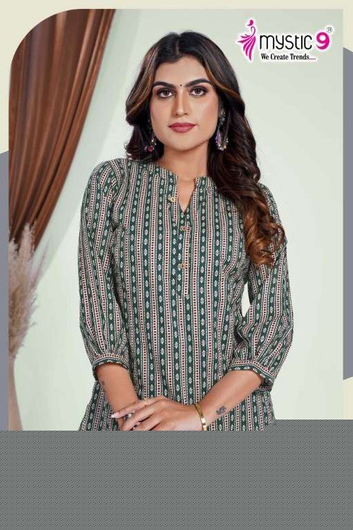 MYSTIC9 TUNIC VOL-1 1001 TO 1012 SERIES PURE COTTON PRINTED KURTIS-00140