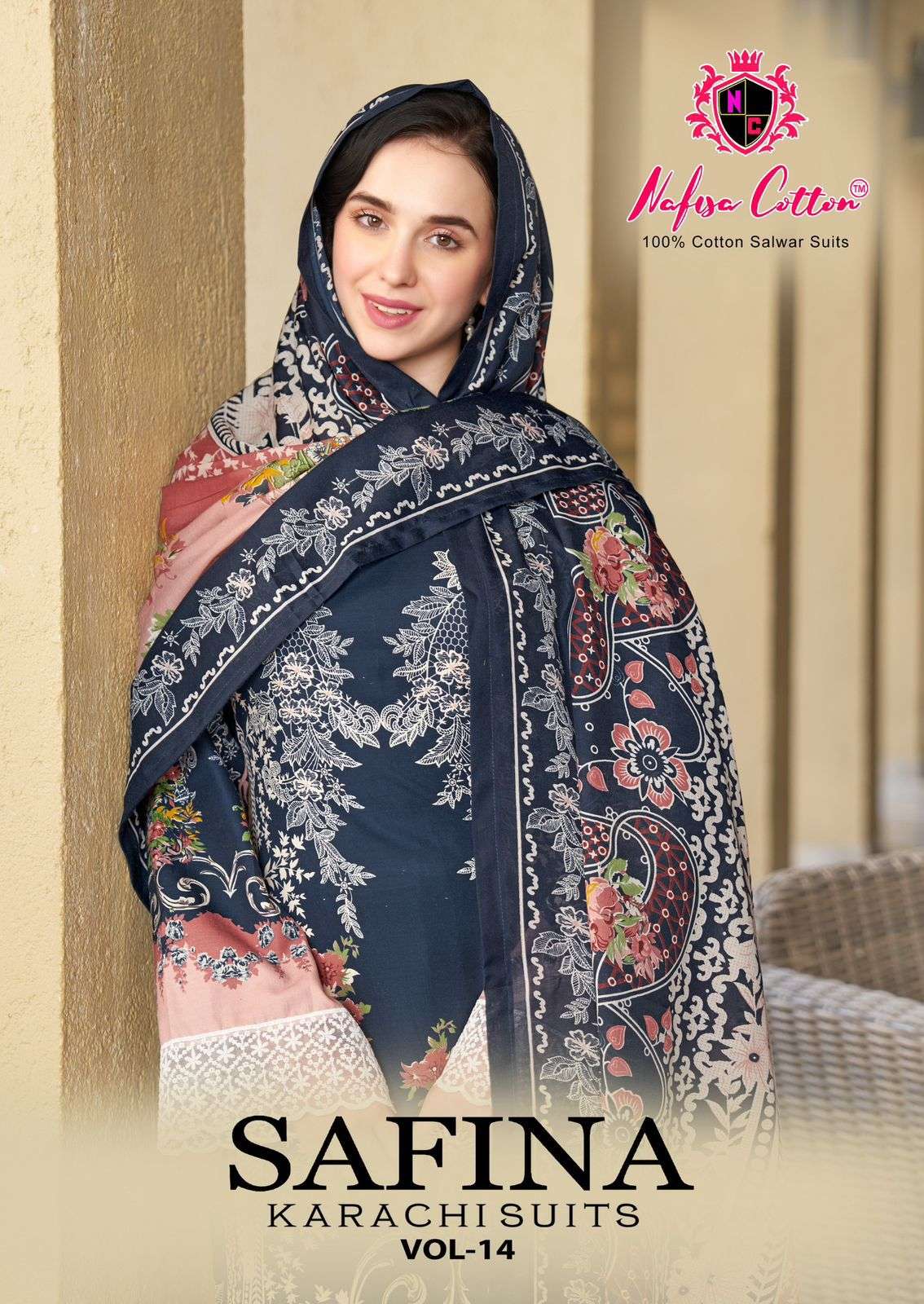 NAIFSA COTTON SHAFINA KARACHI SUIT VOL- 14 14001 TO 14006 SERIES PURE COTTON PAKISTANI DRESSES-00062
