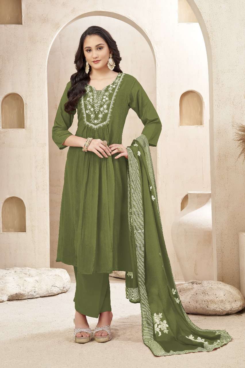 NAIRA CUT VOL-01 BY ASLIWHOLESALE DESIGNER PURE CHIINON EMBROIDERY DRESSES-00014