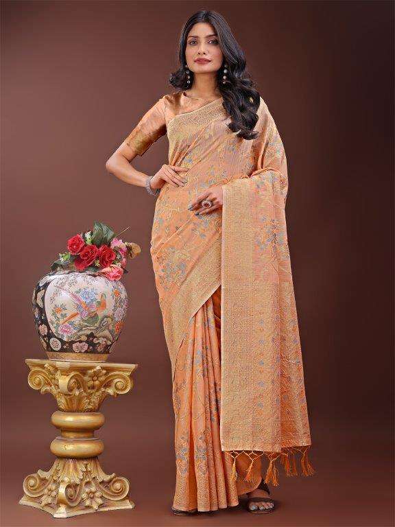 NAZAAKAT BY ASLIWHOLESALE PURE LINENE COTTON SAREES-00281