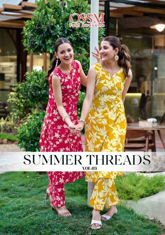 OSSM SUMMER THREADS VOL-03 3001 TO 3006 SERIES PURE COTTON PRINTED CO-ORD SET-00014