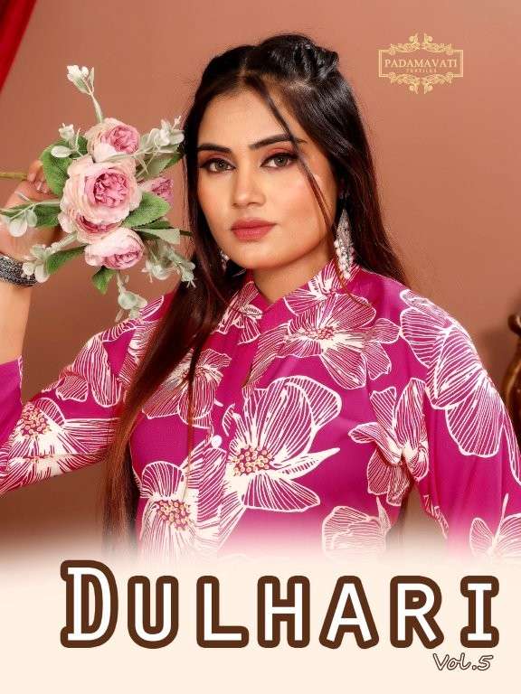 PADMAVATI TEXTILE DULHARI VOL-05 DESIGNER FANCY 14KG RAYON PRINTED KURTIS-00011
