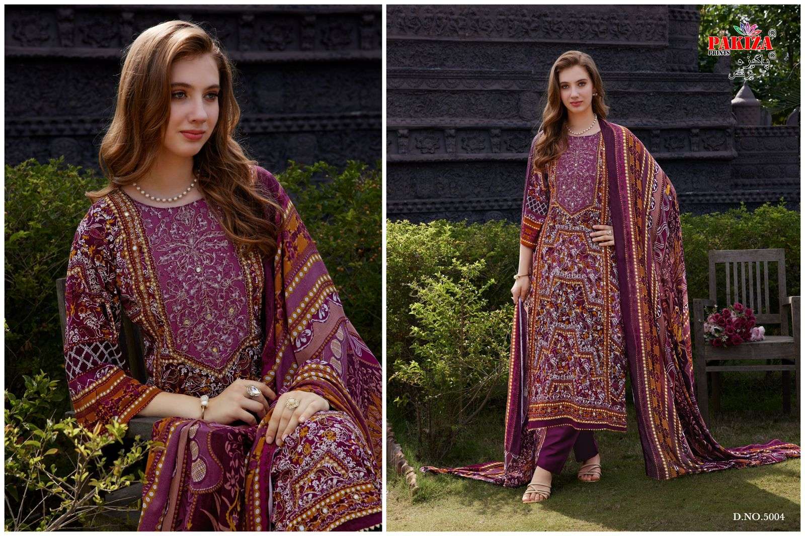 PAKIZA PRINT NAWAZISH VOL-05 5001 TO 5004 SERIES PURE RAYON PRINTED PAKISTANI DRESSES-00201