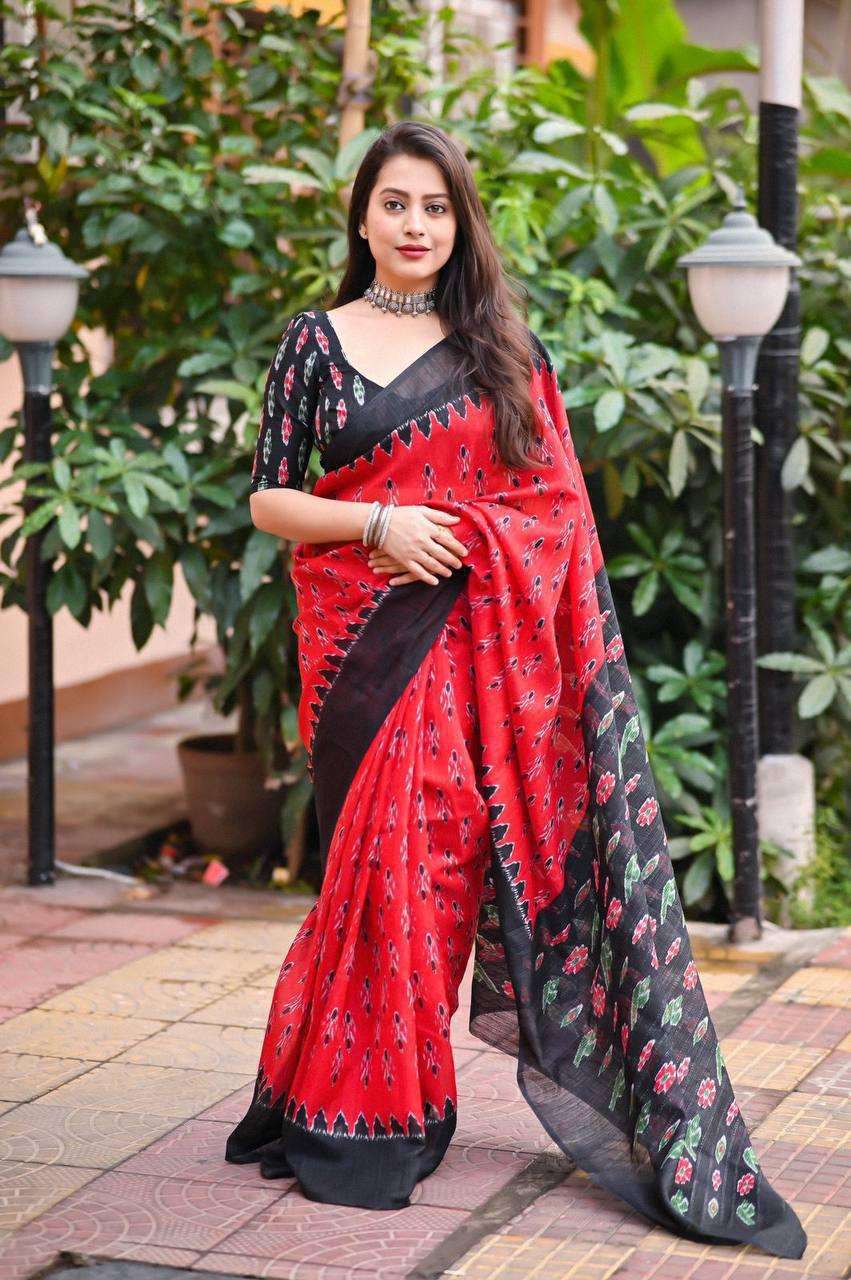 PAL BY ASLIWHOLESALE DESIGNER PURE LINEN COTTON SAREES-00279