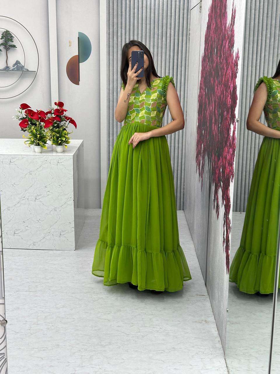 PC-468 COLOUR  BY ASLIWHOLESALE DESIGNER PURE FAUX GEORGETTE GOWNS-00045