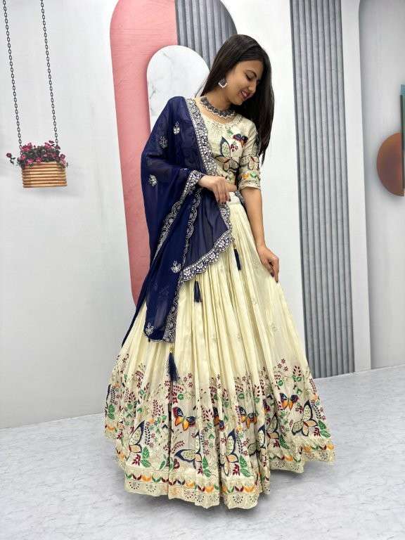 PC-491 COLOUR BY ASLIWHOLESALE DESIGNER PURE TUSSAR SILK LEHENGA-00045