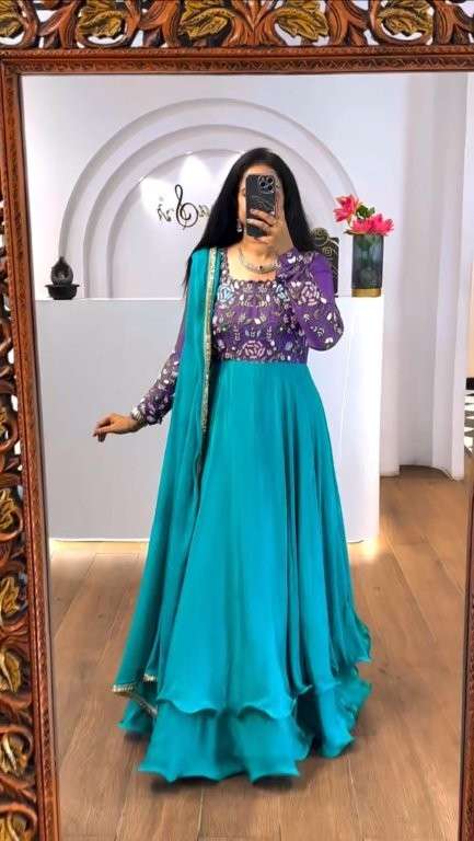 PC-512 BY ASLIWHOLESALE DESIGNER PURE CHINNON SILK EMBROIDERY DRESSES-00045