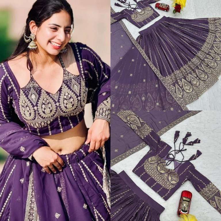 PC-516 BY ASLIWHOLESALE DESIGNER PURE FAUX GEORGETTE EMBROIDERY LEHENGA-00045