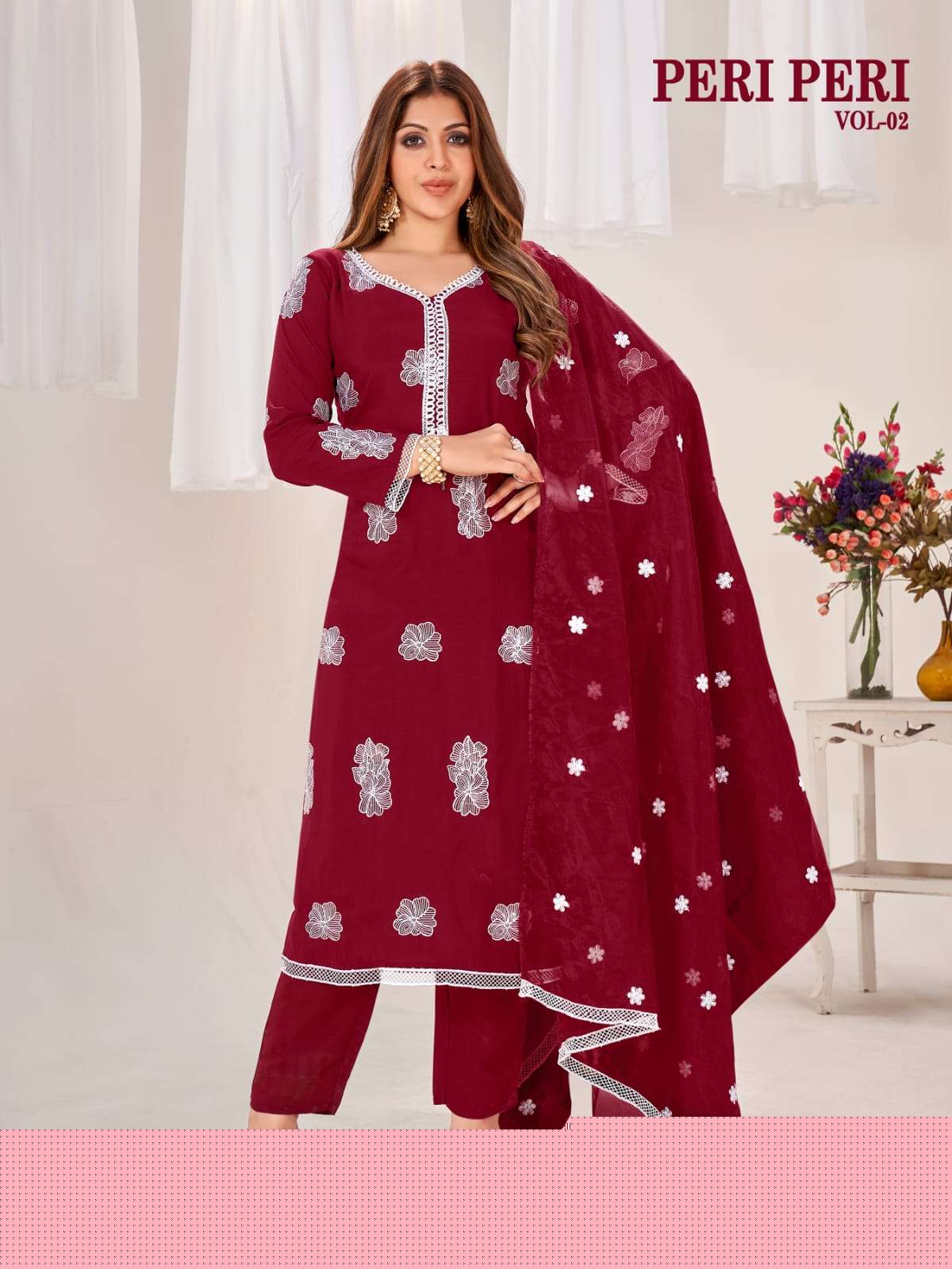 PERI PERI VOL-02 BY ASLIWHOLESALE DESIGNER PURE SILK EMBROIDERY DRESSES-00097