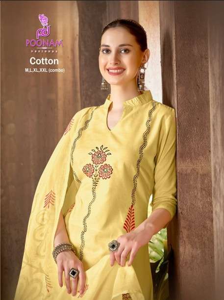 POONAM DESIGNER COTTON 351 TO 354 SERIES PURE COTTON EMBROIDERY DRESSES-00014