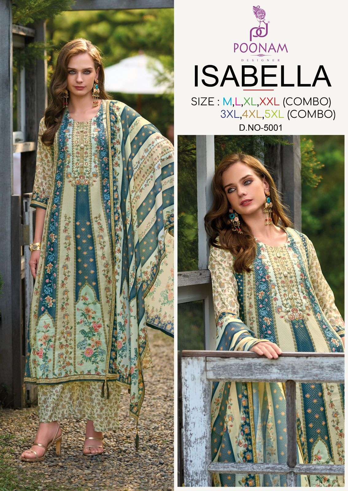 POONAM DESIGNER ISABELLA 5001 TO 5004 SERIES PURE LINENE PRINTED PAKISTANI DRESSES-00011