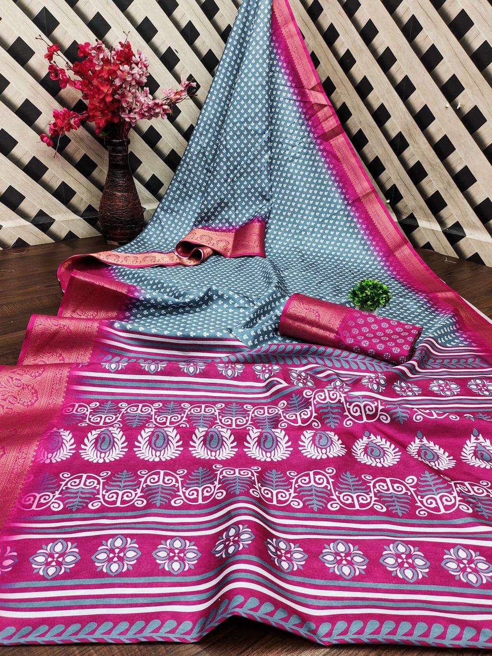 QUEEN BY ASLIWHOLESALE DESIGNER PURE DOLA SILK PRINTED SAREES - 00279