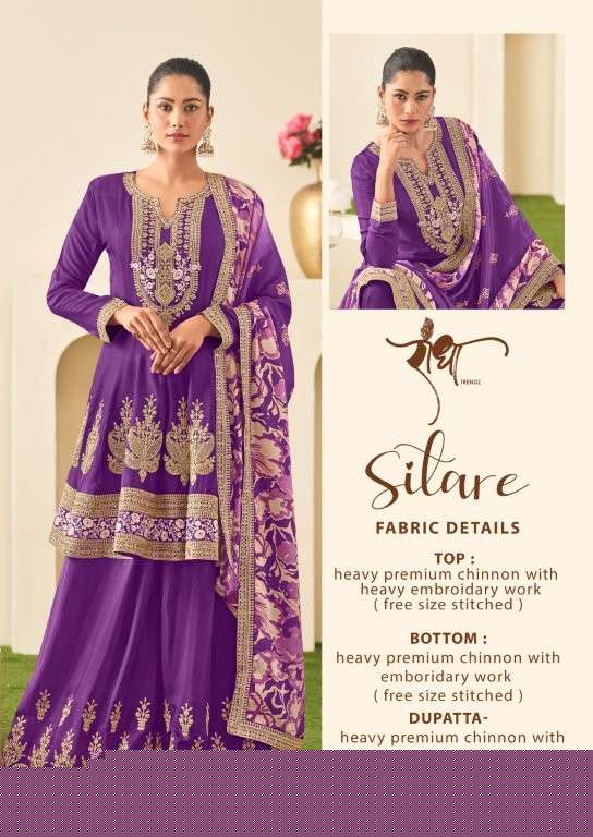 RADHA TRENDZ SITARE 3082 TO 3083 SERIES PURE CHINON EMBROIDERY DRESSES-00150