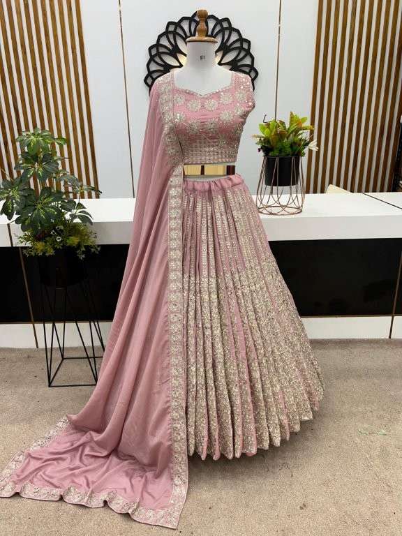 RADHE VOL-02 BY ASLIWHOLESALE DESIGNER PURE CHINON SILK EMBROIDERY LEHENGAS-00283