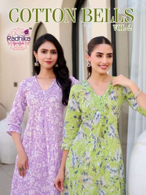 RADHIKA LIFESTYLE COTTON BELLS VOL-02 2001 TO 2008 SERIES PURE COTTON PRINTED KURTIS-00140