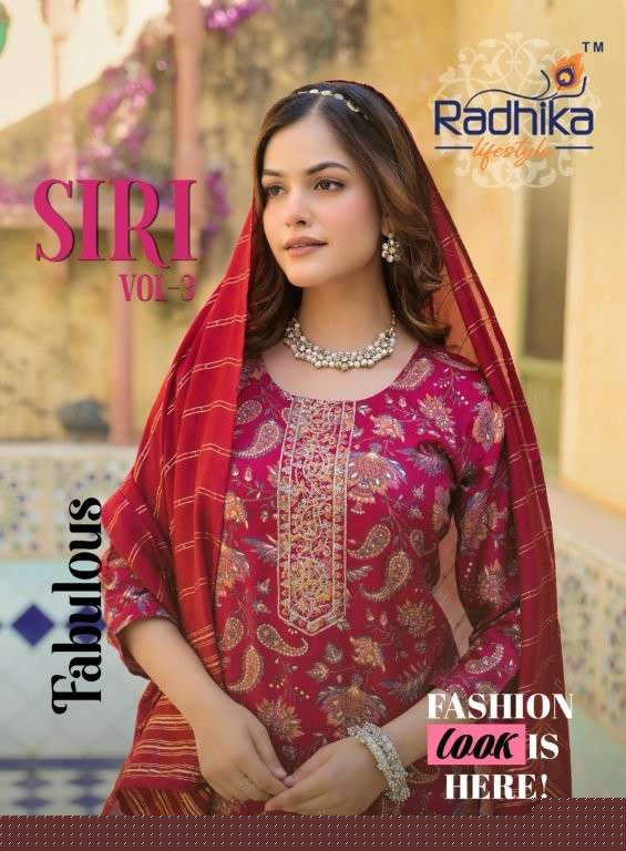 RADHIKA LIFESTYLE SIRI VOL-3 3001 TO 3008 SERIES PURE RAYON PRINTED DRESSES-00014