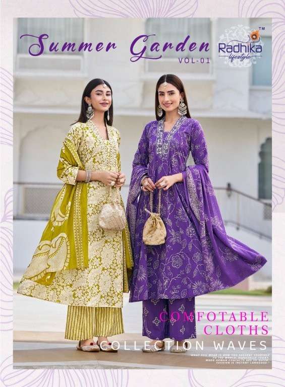RADHIKA LIFESTYLE SUMMER GARDEN VOL-01 PURE COTTON PRINTED DRESSES-00140