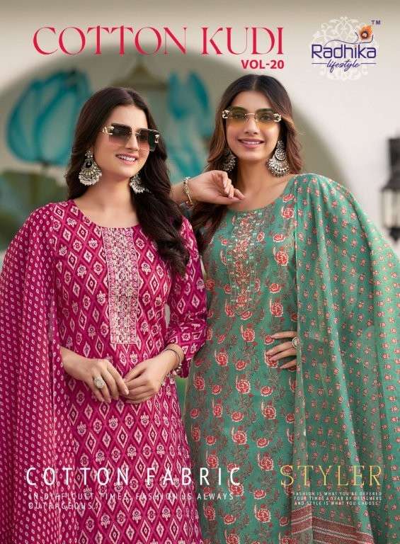 RADHIKA LIFSTYLE COTTON KUDI VOL-20 20001 TO 20008 SERIES PURE COTTON PRINTED DESSES-00140