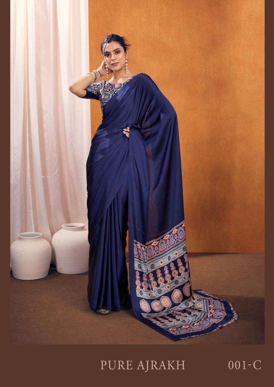 RAJTEX PURE AJRAKH VOL-01 PURE SATTIN PRINTED SAREES-00137