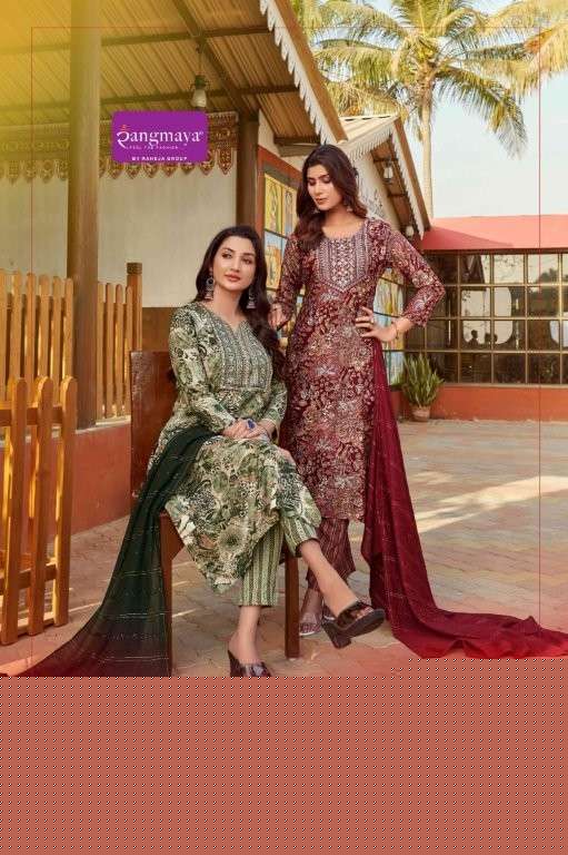 RANGMAYA BLUE HILLS 101 TO 108 SERIES PURE RAYON PRINTED DRESSES-00014