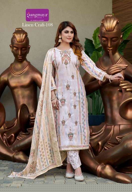 RANGMAYA LINEN CREAFT 101 TO 108 SERIES PURE LINEN PRINTED DRESSES-00014