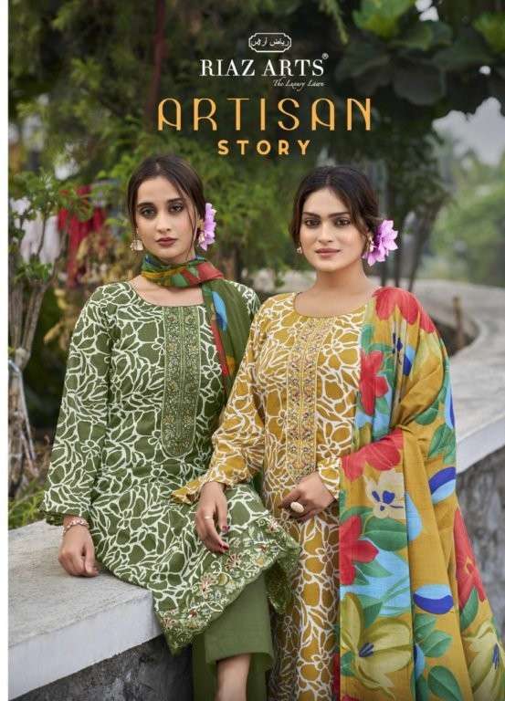 RIAZ ART ARTISAN STORY 1001 TO 1006 SERIES PURE CAMBRIC LAWN PAKISTANI DRESSES-00201