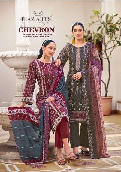 RIAZ ART CHEVRON 5001 TO 5006 SERIES PURE  COTTON PRINTED PAKISTANI DRESSES-00011