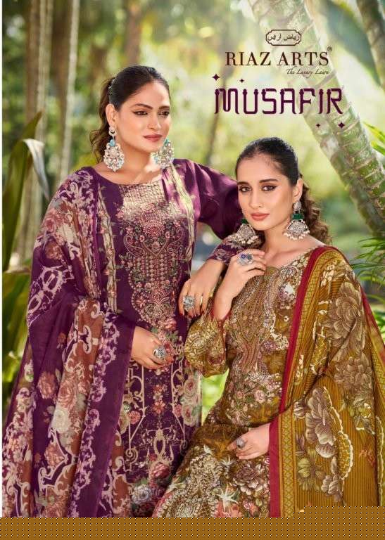 RIAZ ART MUSAFIR VOL-24 1001 TO 1006 SERIES PURE LAWN CEMRIC PRINTED PAKISTANI DRESSES-00201