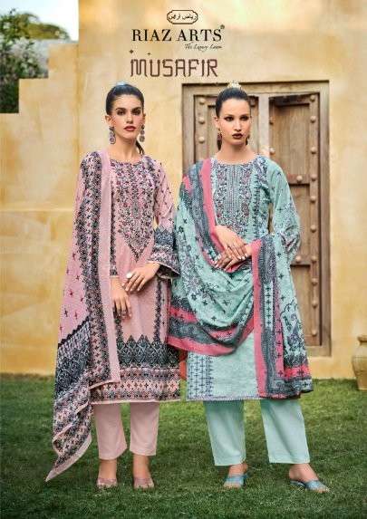 RIAZ ART MUSAFIR VOL-25 3001 TO 3006 SERIES PURE LAWN CEMRIC PRINTED PAKISTANI DRESSES-00011
