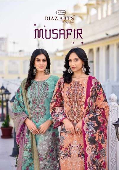 RIAZ ART MUSAFIR VOL-26 1001 TO 1008 SERIES PURE LAWN CEMRIC PRINTED PAKISTANI DRESSES-00011