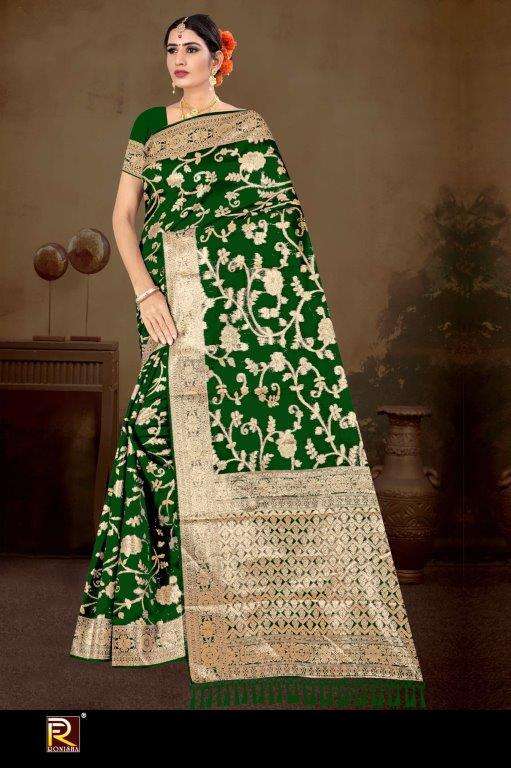 RONISHA FASHION 107 DESIGN PURE FANCY BANARSHI EMBROIDERY SAREES-00053