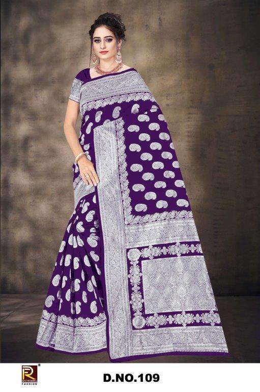 RONISHA FASHION 109 DESIGN PURE FANCY BANARSHI EMBROIDERY SAREES-00053